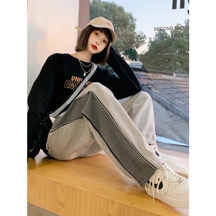 サイドジップデザイン2WAYライン入りスウェットパンツ スポーツ 韓国