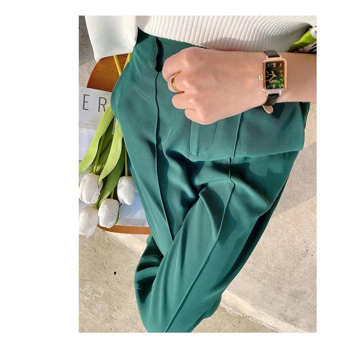 センタープレスカラースラックスパンツ ストレート 韓国ファッション