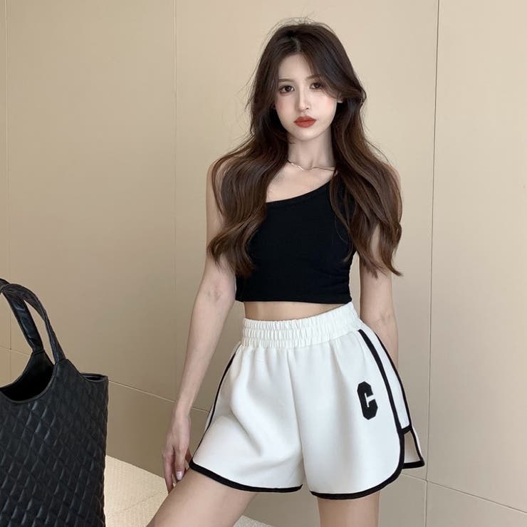 配色ショートパンツ 韓国ファッション 夏服[品番：SHNW0006850