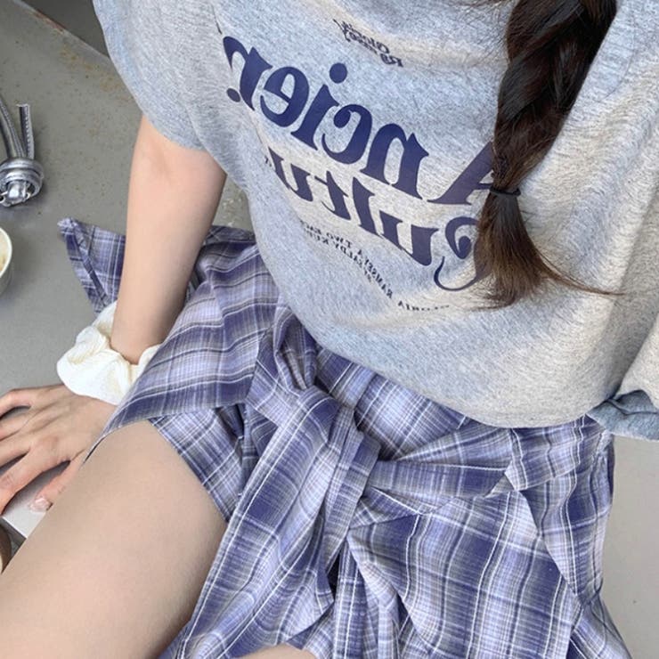 腰巻きシャツ風チェック柄パンツ 韓国ファッションオフィスカジュアル 夏服 | Sibra | 詳細画像16 