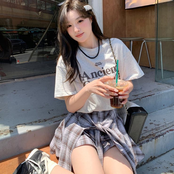 腰巻きシャツ風チェック柄パンツ 韓国ファッションオフィスカジュアル 夏服 | Sibra | 詳細画像18 