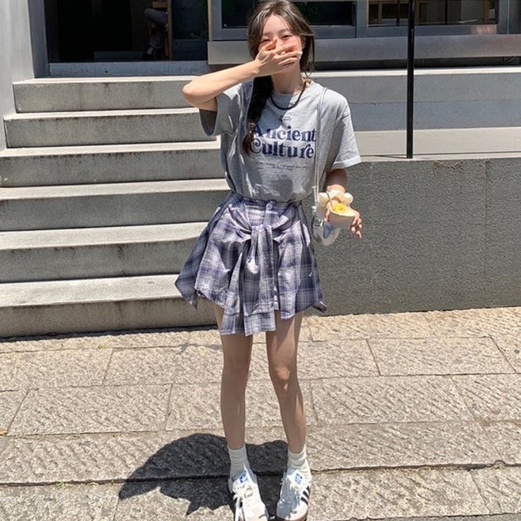 腰巻きシャツ風チェック柄パンツ 韓国ファッションオフィスカジュアル 夏服 | Sibra | 詳細画像19 