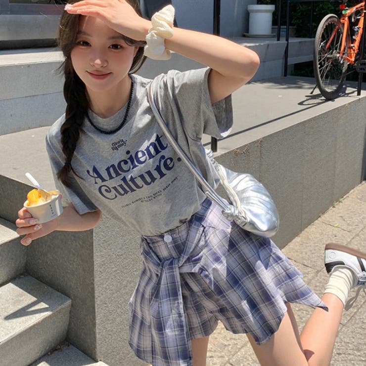 腰巻きシャツ風チェック柄パンツ 韓国ファッションオフィスカジュアル 夏服 | Sibra | 詳細画像21 