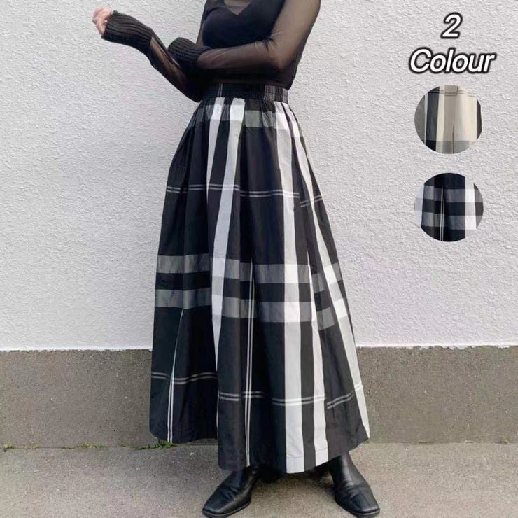 チェック柄スカート 韓国ファッション OL | Sibra | 詳細画像1 
