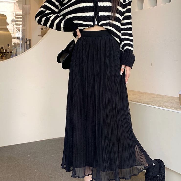 ベルベットメッシュプリーツスカート 韓国ファッション 韓国 | Sibra | 詳細画像11 