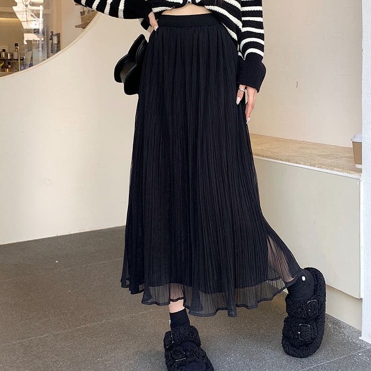 ベルベットメッシュプリーツスカート 韓国ファッション 韓国 | Sibra | 詳細画像5 