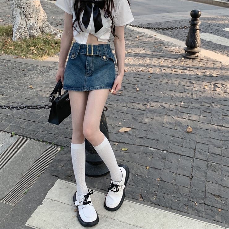 ビッグベルト インパン付きミニスカート ピグメントカーゴパンツ