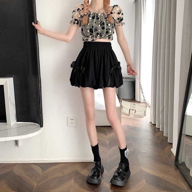 リボン付きミニパンツ 韓国ファッションオフィスカジュアル 夏服 | Sibra | 詳細画像14 