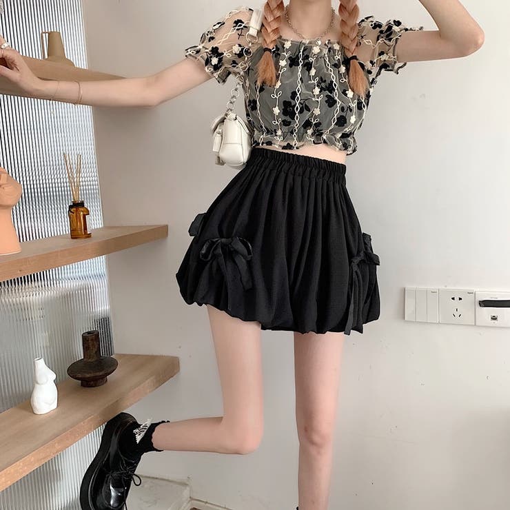 リボン付きミニパンツ 韓国ファッションオフィスカジュアル 夏服 | Sibra | 詳細画像9 