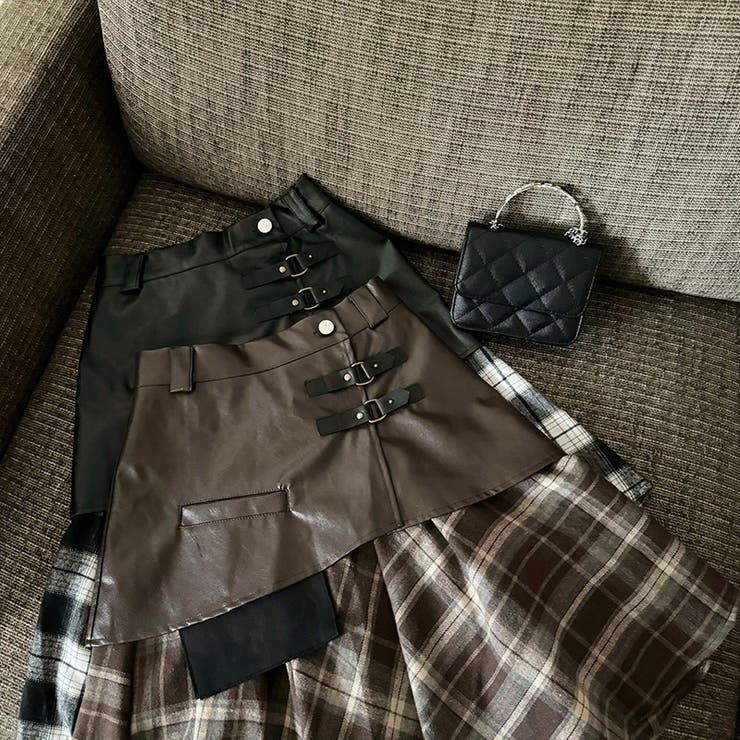 2WAYチェック柄フレアスカート 10代 セクシー[品番：SHNW0011959