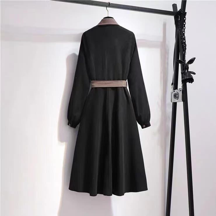 大人ガーリーな雰囲気が漂う。配色ベルド付きワンピース 春服 韓国ファッション | Sibra | 詳細画像12 