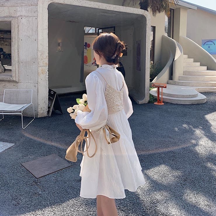 ニットビスチェ付きティアードワンピース シーズン注目 エアリー感