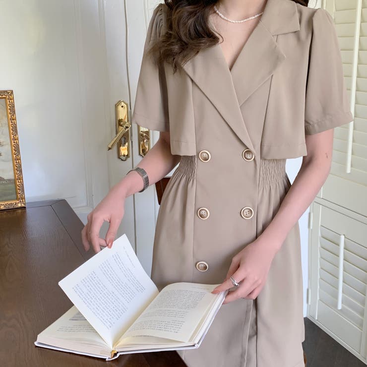 ベージュ | ワンピース 前開き 韓国ファッション | Sibra