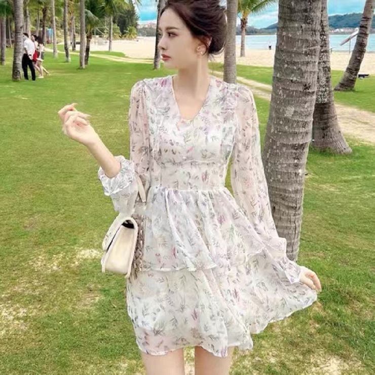 長袖小花柄ミニワンピース パーティードレス ハイウエスト 品番 Shnw Sibra シブラ のレディースファッション通販 Shoplist ショップリスト