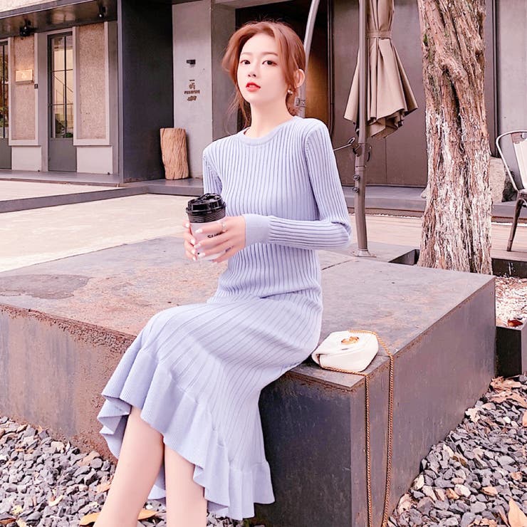 ニットワンピース 韓国ファッション 秋服