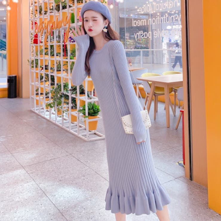 ニットワンピース 韓国ファッション 秋服[品番：SHNW0008072]｜Sibra