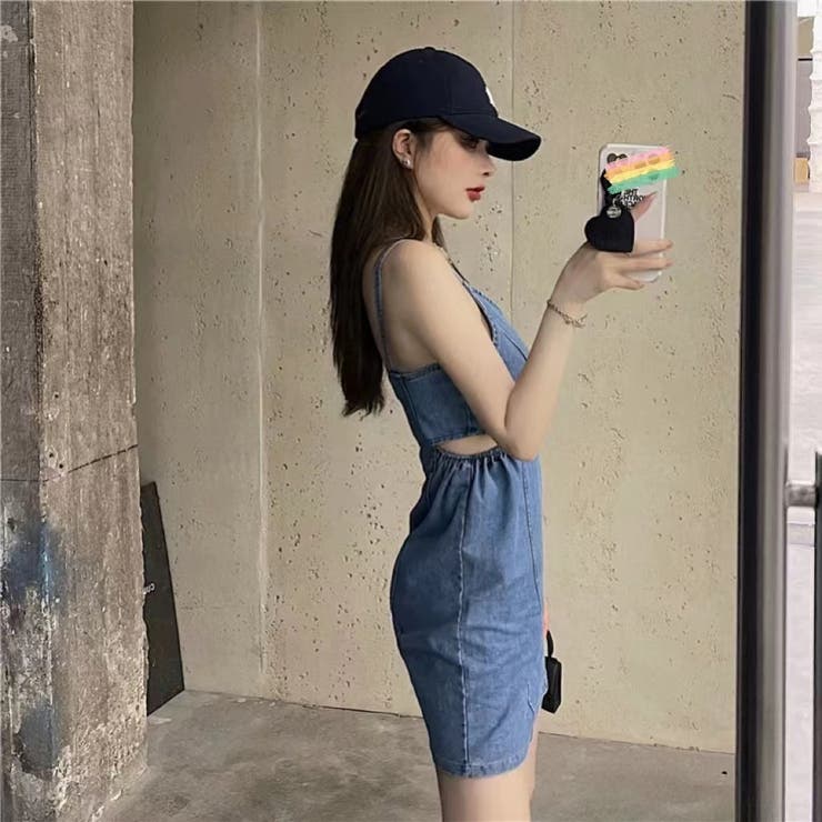 キャミデニムショートワンピース セクシー 夏服[品番