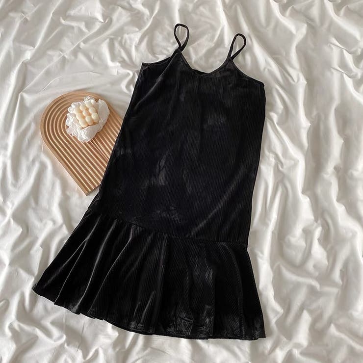 クラッシュベルベットキャミワンピース 体型カバー 韓国ファッション | Sibra | 詳細画像5 