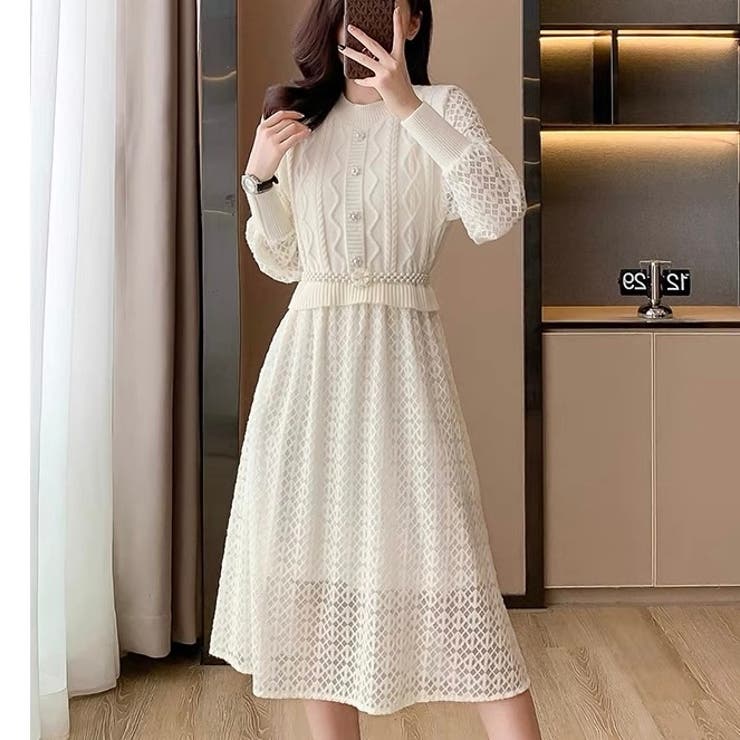 透かし編みニットワンピース セクシー 夏服[品番：SHNW0009980]｜Sibra