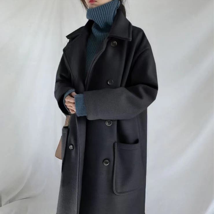 ロングコート 韓国ファッション シンプル