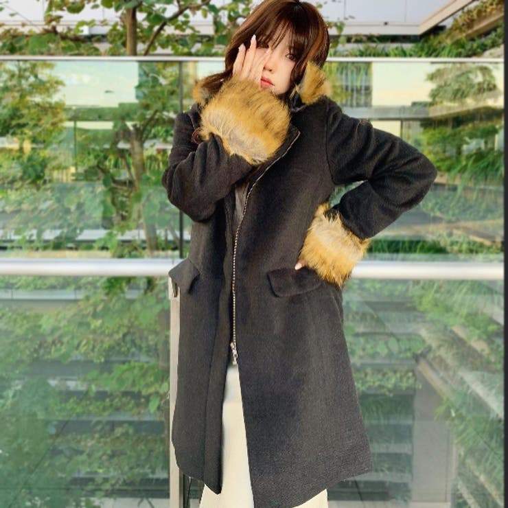 ファー付きコート 韓国ファッション 可愛い | Sibra | 詳細画像1 