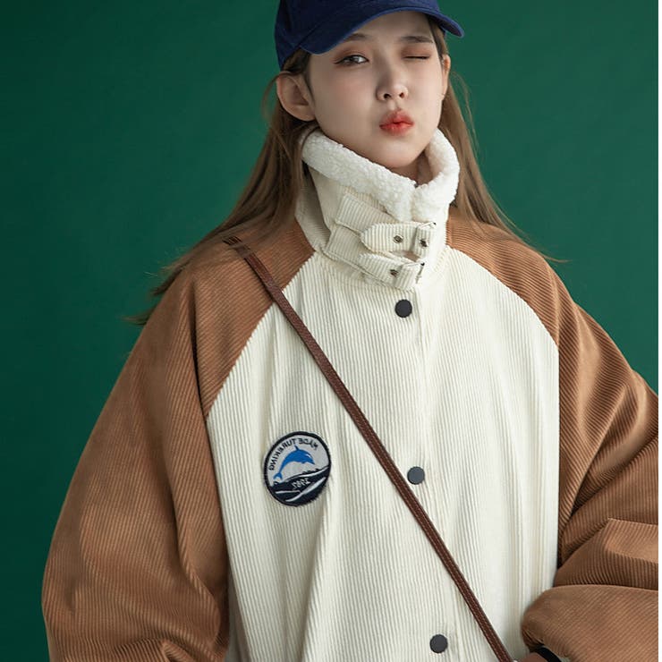 コーデュロイ中綿ブルゾン 韓国ファッション ジャケット