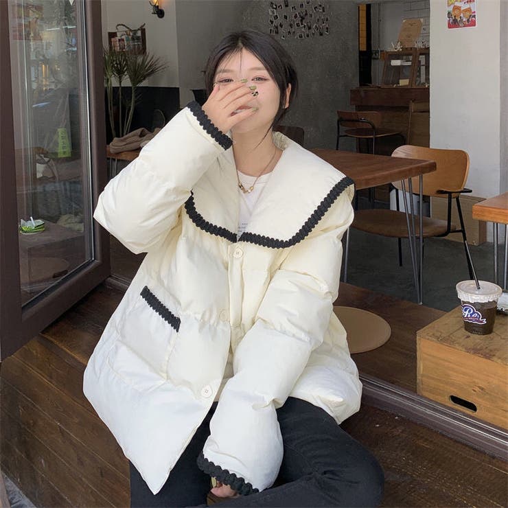 セーラーカラー中綿ジャケット 韓国ファッション 秋冬 | Sibra | 詳細画像1 