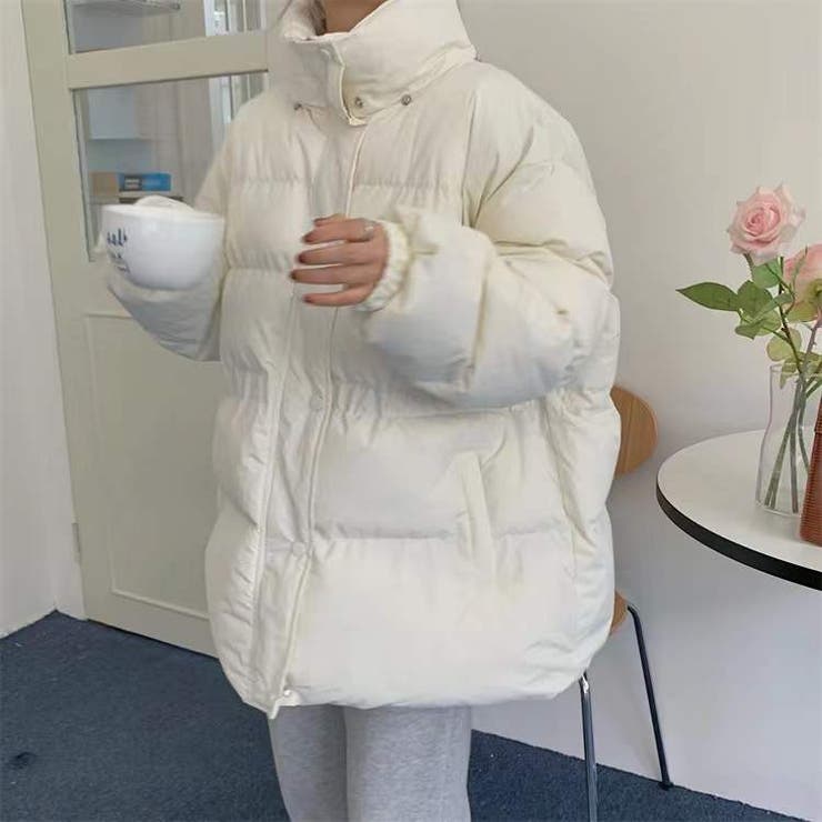 ビッグカラー中綿ジャケット キルティングジャケット タートルネック