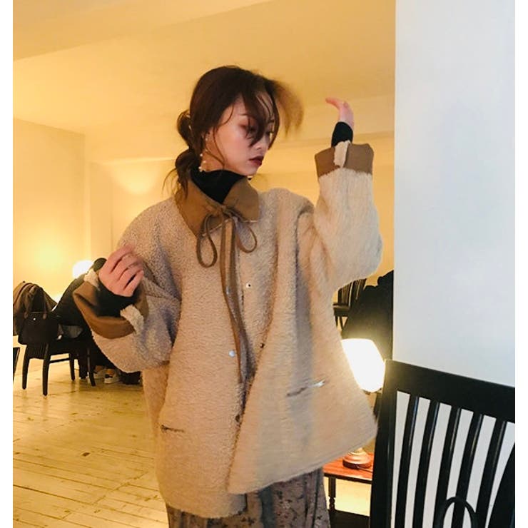 2WAYフェイクスエードボアジャケット 韓国ファッション  韓国[品番：SHNW0003944]｜Sibra（シブラ）のレディースファッション通販｜SHOPLIST（ショップリスト）