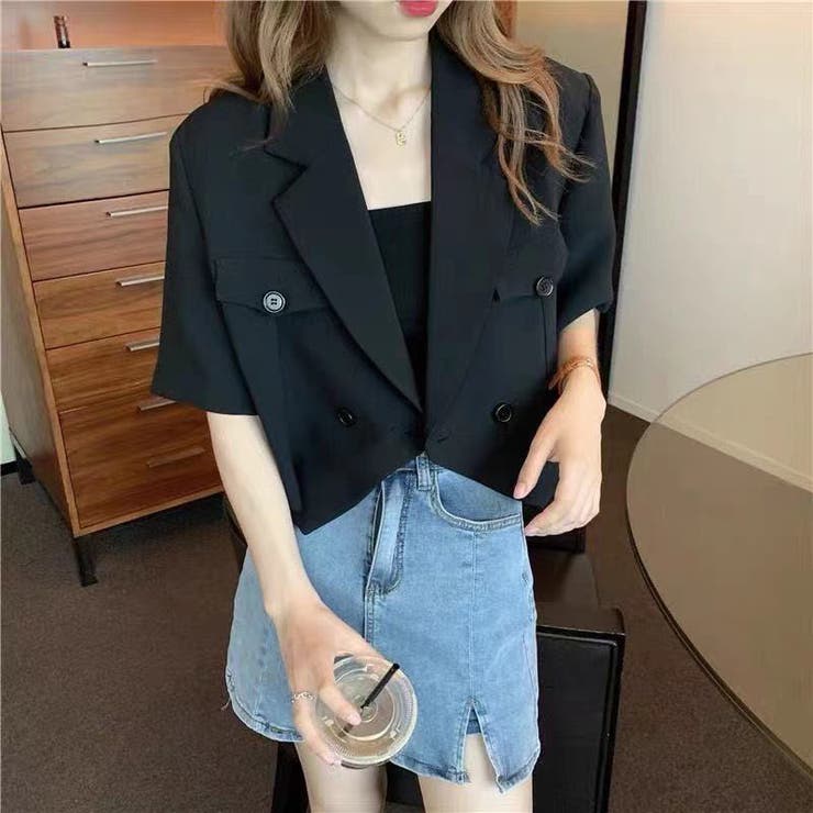 半袖ショート丈ジャケット 韓国ファッション 夏服