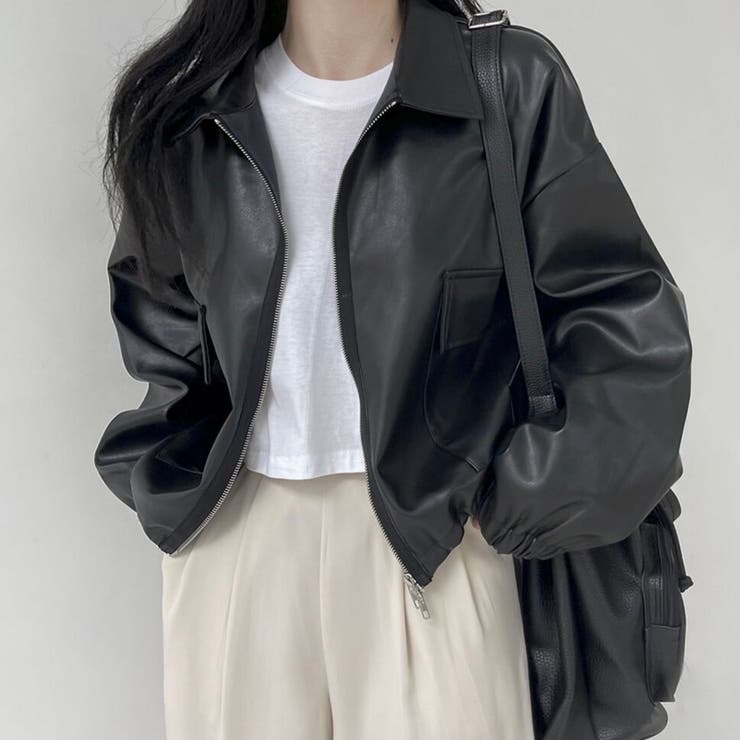 フェイクレザージャケット 韓国ファッション 春服[品番:SHNW0007977
