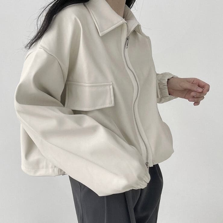 フェイクレザージャケット 韓国ファッション 春服[品番：SHNW0007977