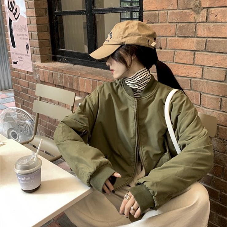 ヘレンチア 2WAY リバーシブルMA-1 ボアブルゾン カーキ ミリタリー