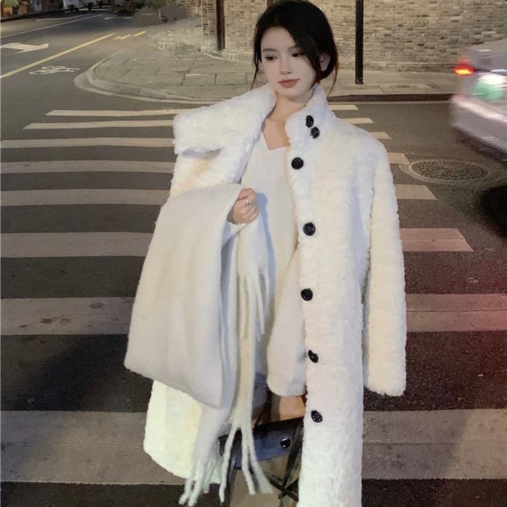 ファーロングコート 韓国ファッション ハイネック[品番：SHNW0008385