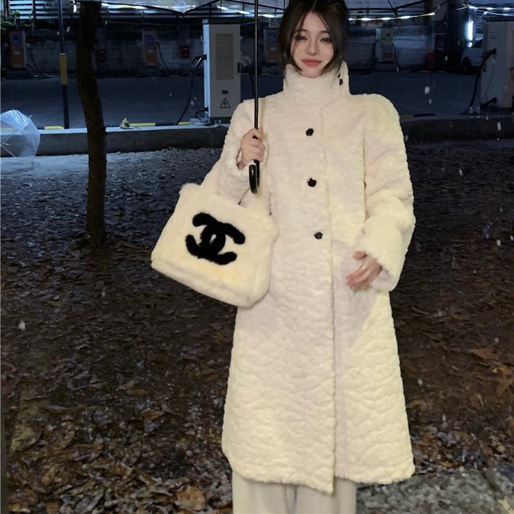 ファーロングコート 韓国ファッション ハイネック[品番：SHNW0008385