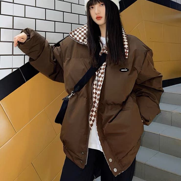 スタンドネック中綿フェイクダウンジャケット 韓国ファッション コート