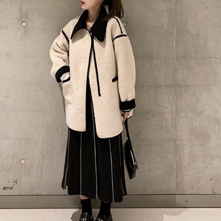 2wayリバーシブルボアコート 韓国ファッション アウター[品番