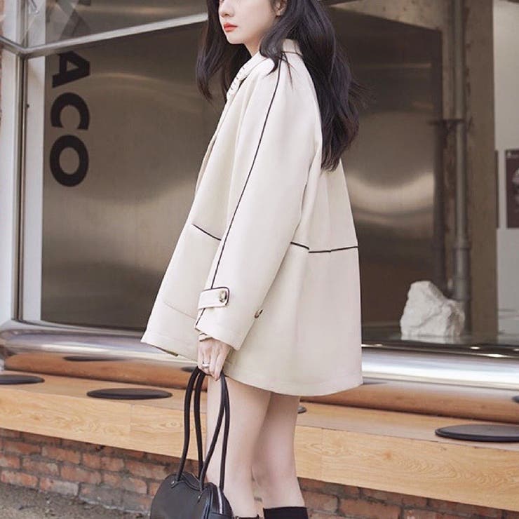 ショート丈コート 韓国ファッション 春アウター[品番：SHNW0008737