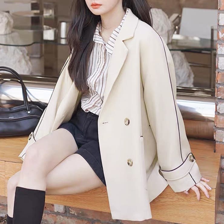 ショート丈コート 韓国ファッション 春アウター[品番：SHNW0008737