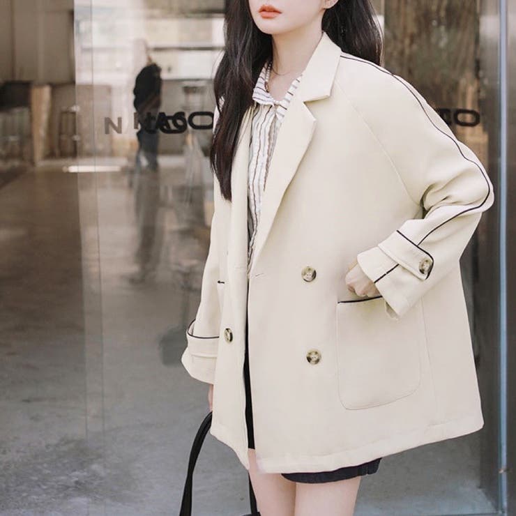 ショート丈コート 韓国ファッション 春アウター[品番：SHNW0008737 