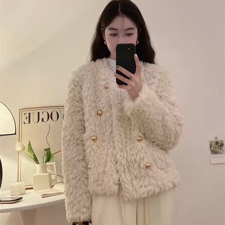 アイボリー | シャギージャケット 秋 韓国ファッション | Sibra