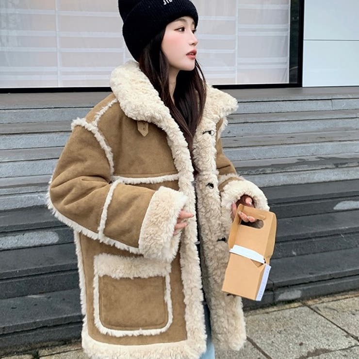 スタンドカラーボアジャケット 韓国ファッション 10代[品番