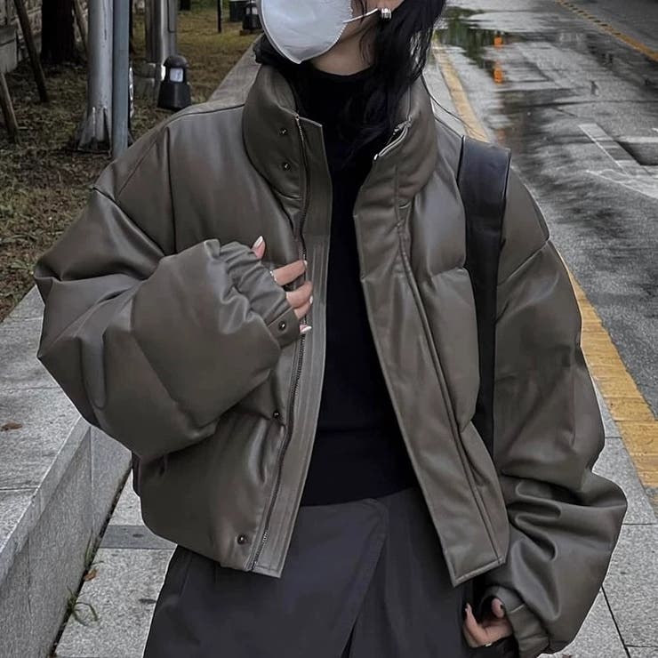 エコダウンスタンドブルゾン 韓国ファッション 10代 秋[品番