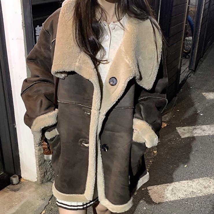 リバーシブルムートンボアジャケット 韓国ファッション 10代[品番