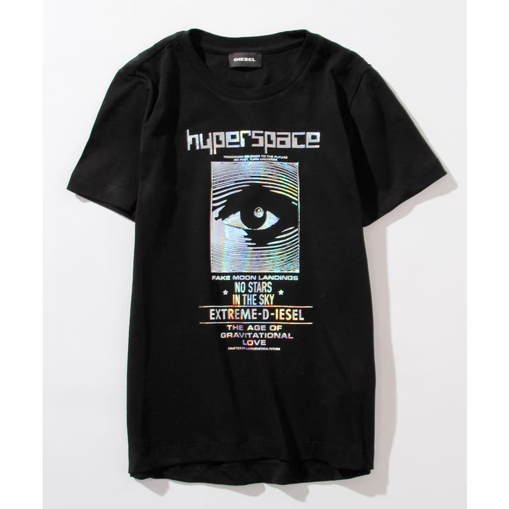 ブラック | DIESEL ディーゼル プリント半袖Tシャツカットソー | SHIFFON