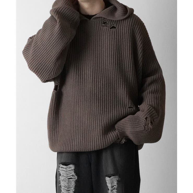 モカ | Confirm コンファーム ダメージニット | SHIFFON 