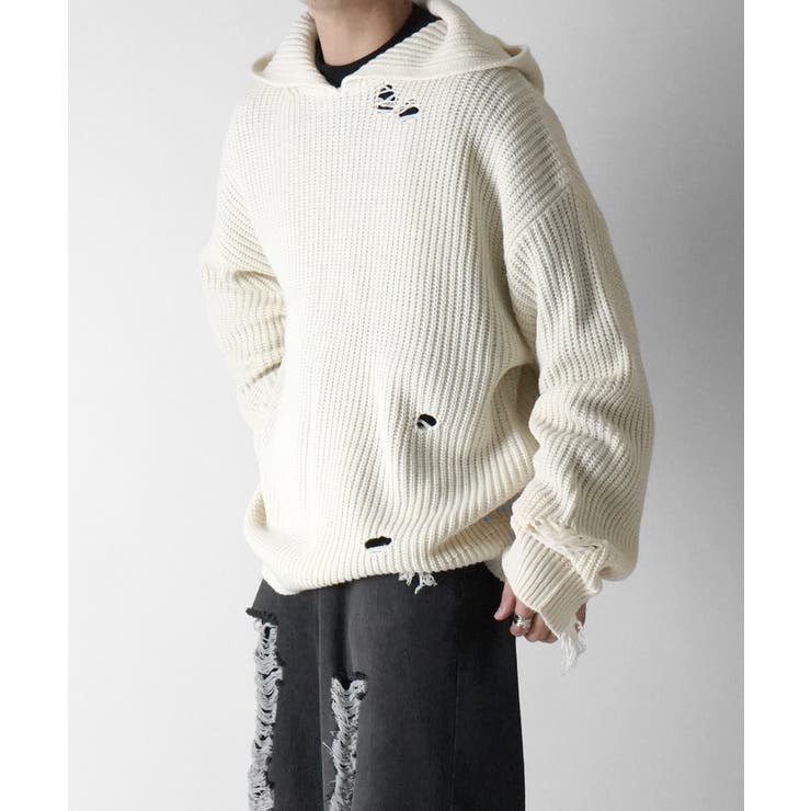 アイボリー | Confirm コンファーム ダメージニット | SHIFFON 