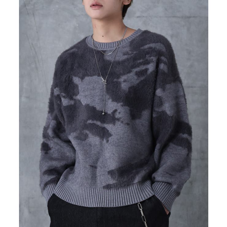 チャコールグレー | Confirm コンファーム アブストラクト柄 | SHIFFON 