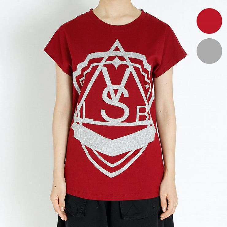 LESBENJAMINS（レスベンジャミンズ）デザインTシャツ(グレー レッド 
