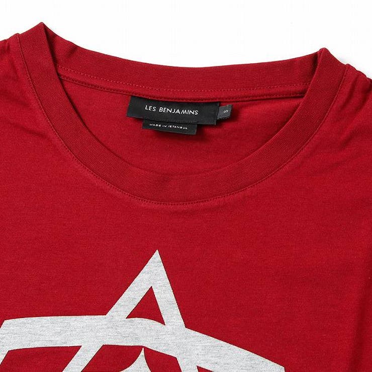 LESBENJAMINS（レスベンジャミンズ）デザインTシャツ(グレー レッド 